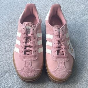 Adidas Women's Gazelle Pink and White Sneakers with Gum soles